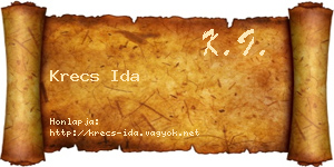 Krecs Ida névjegykártya